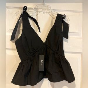 Unworn Lulu’s Small Black Tank With Bow Sleeves